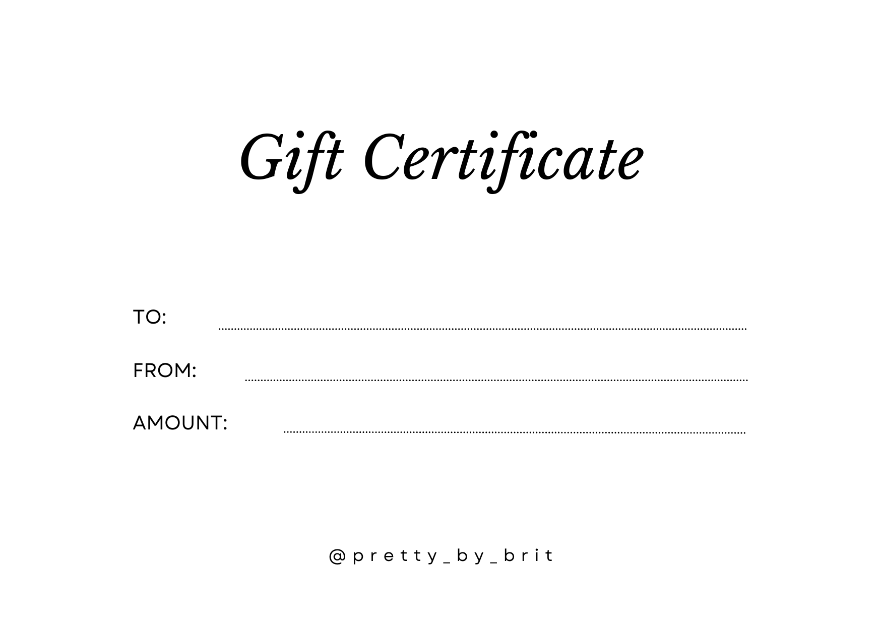 Pretty by Brit gift card